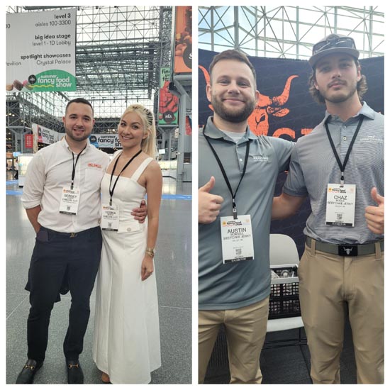 Fancy Food Show -  Serge Yurkin and Yeseka Munoz of CHECHIL String Cheese   Austin Bonsell VP & Chaz from BEEFCAKE Jerky Co.