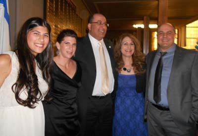 Sharon Aharoni, Mrs. Julie Goodman Aharoni, Ambassador Ido Aharoni, Consul General of Israel in New York and Mrs. and Mrs. Sayag. Photos by: Joyce Brooks