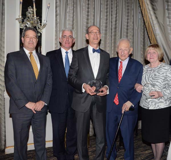 Co-Chairs Steven M. Cohen and John F. Savarese; Honoree Andrew J. Levander; PAL Chairman Hon. Robert M. Morgenthau; Honoree Hon. Barbara S. Jones (Ret.)