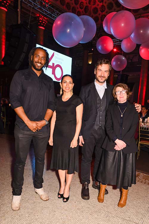 Artist honorees Rashid Johnson, Teresita Fernández, Marcel Dzama, and R.H. Quaytman at The Drawing Center’s 40th Anniversary Gala (courtesy of Hunter Abrams/BFA.com)