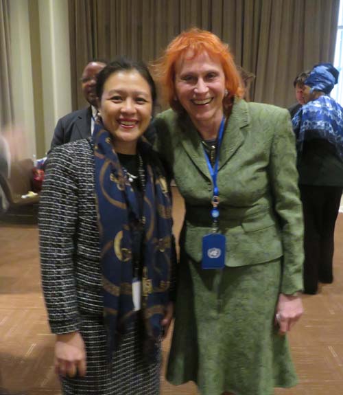 H.E. Mrs. Nguyen Phuong Ambassador and Permanent Representative of Viet Nam toThe United Nations, Dr. Judy Kuriansky, Psychology Professor at Columbia University Teachers College