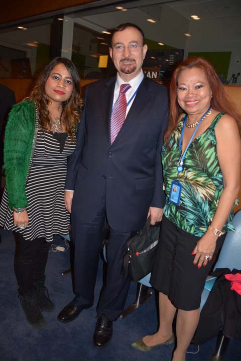 Gunjan Goel, Founder and CEO, Global Chambers of Commerce Aurora C. Aquino; Ambassador H.E. Mr. Nassir Abdulaziz Al-Nasser; and Aurora C. Aquino, Social Media Consultant, Barinu Institute for Economic Development . Photo by: Rose Billings/Blacktiemagazine.com