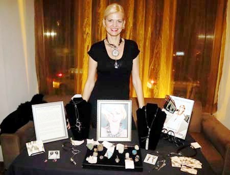 Fashion Designer & Author and former model Vaiva Tuckuviene in her display table