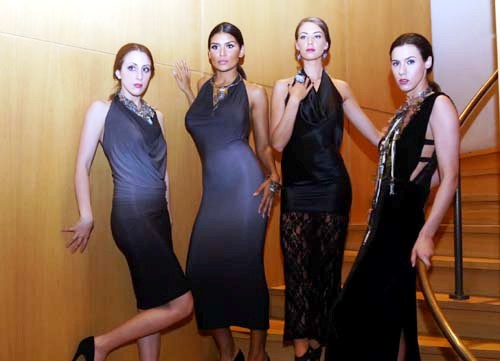 Models at the stairs Lauren Krissi, Jazmin Rodrig,& Katie Cleman all from Richard Alan   Management all wearing Vaiva Style Collection
