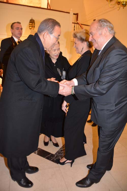 H.E. Ban Ki-moon, Secretary General of the United Nations and Madam Yoo ( Ban) Soon-Taek Hosted by H.E.Ms. Katalin Annamaria Bogyay Permanent Representative of Hungary To the United Nations and Dr Tamas Lorinczy.  Photo by: Rose Billings/Blacktiemagazine.com