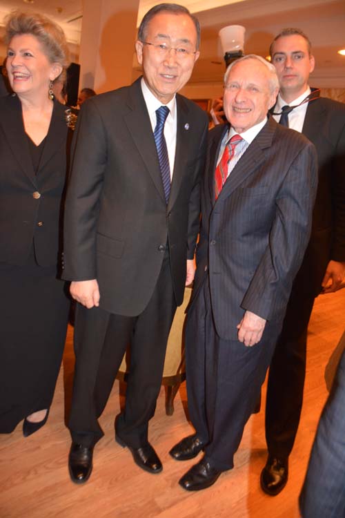 Host H.E. Katalin Annamaria Bogyay Permanent Representative of Hungary to theUnited Nations ,H.E. Ban Ki-moon, Secretary General of the United Nations and Donald Billings. Photo by: Rose Billings/Blacktiemagazine.com