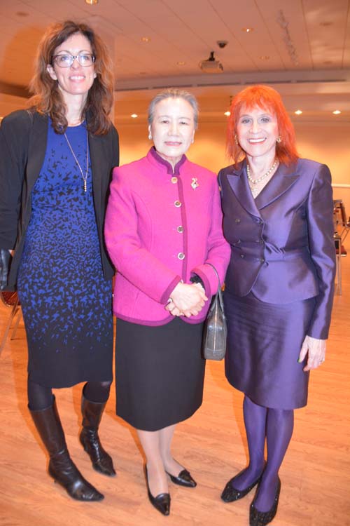 Mary Sack (Political Affairs Officer Executive Office of the Secretary- General), Madame Ban-Soon Taek, and Dr Judy Kuriansky . Photo by: Rose Billings/Blacktiemagazine.com
