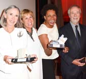 Anderson Ranch Arts Center Executive Director Nancy Wilhelms with National Artist Award honoree Carrie Mae Weems and Service to the Arts Award honorees Eleanore and Domenico De Sole at Anderson Ranch's 50th Anniversary Celebration & Recognition Dinner. Photo by Owen Kolasinski/BFA.com