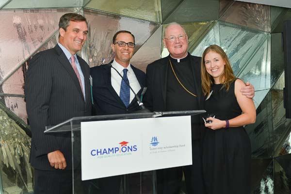 Timothy Dempsey (Co-Chair), Jeff Muller (Co-Chair), His Eminence, Timothy Michael Cardinal Dolan, Kristen Boyd (received Capital Improvements Committee Award) Photo by: PhotoBureau