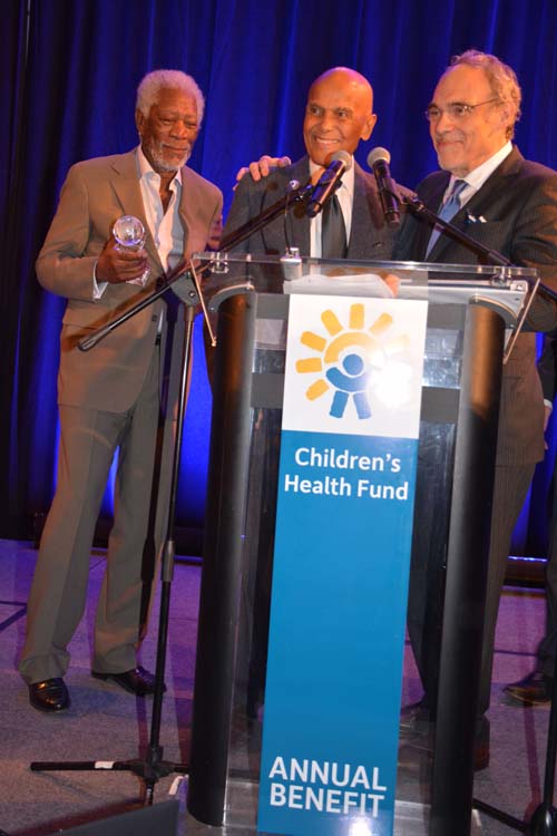 &nbsp;Morgan Freeman, Humanitarian Award Honoree Harry Belafonte and Irwin Redlener, MD, President and Co-Founder.  Photo by:  Rose Billings/Blacktiemagaizne.ocm