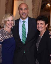 2016 NYWF Gala award recipient Laurie Tisch, President of the Laurie M. Tisch Illumination Fund; New Jersey Senator Cory Booker; and Ana L. Oliveira, Photo by: Steve Remich