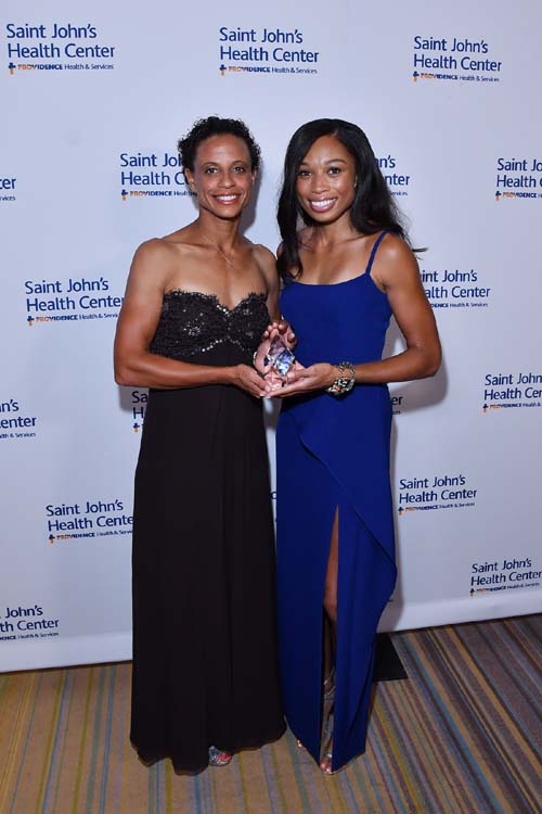 Olympian Joanna Hayes presented the Hope & Inspiration Award to Olympian Allyson Felix