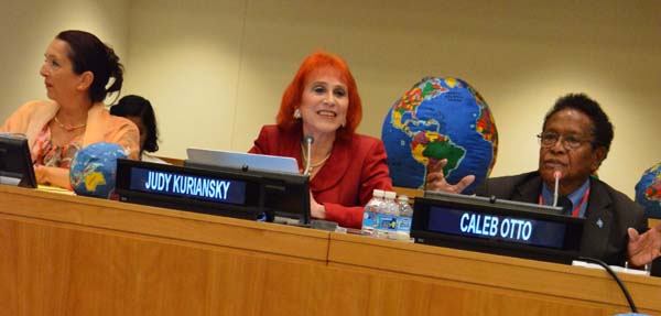 Director of Division for Social Policy and Development at UN DESA Daniela Bas, Dr. Judy Kuriansky and Ambassador of Palau Dr. Caleb Otto