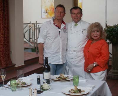 Robert Lester, Chef Toni Morwald & Gloria Cressler after Chef Morwald made us a delicious dinner paired with Anton Bauer Wines