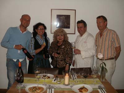 Wine Producers and Restaurant owners Johannes Gebeshuben and his wife Johanna, Gloria Cressler, Chef Harald Brunner and Robert Lester.